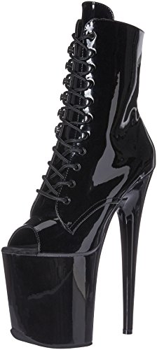 Pleaser womens FLAMINGO-1021 Ankle Boot - 10 - black patent/black