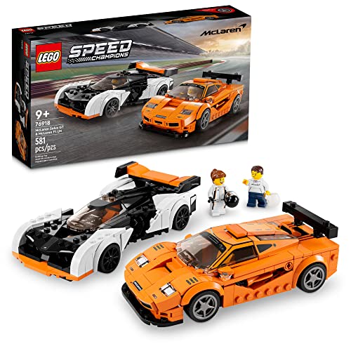 LEGO Speed Champions McLaren Solus GT & McLaren F1 LM 76918, Featuring 2 Iconic Race Car Toys, Hypercar Model Building Kit, Collectible 2023 Set, Great Kid-Friendly Gift for Boys and Girls Ages 9+ - Black
