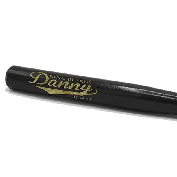 Personalized Mini 18'' Wood Baseball Bat - Custom Groomsmen, Birthday, Team- Engraved - Black