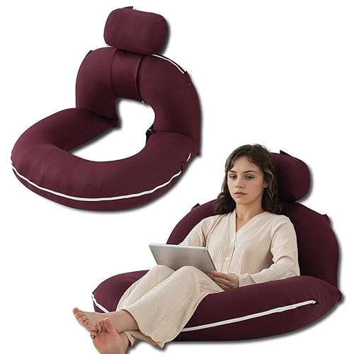 INSEN Reading Pillow, Back Pillow for Sitting in Bed for Reading, Nurse & Relax, Reading Pillow for Adults, Moms & Kids, Sit Up Pillow for Bed (Upgrade-Cooling Wine, Upgrade) - Upgrade-cooling Wine - Upgrade
