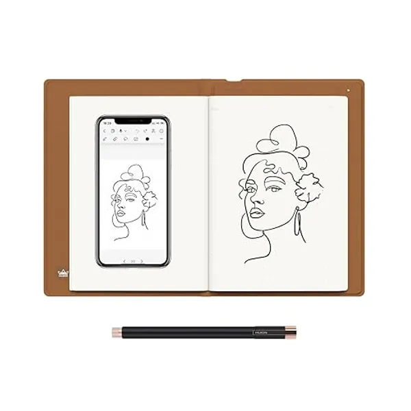 HUION Note 2-in-1 Digital Notebook Drawing Tablet With Battery-free Pen, Bluetooth Wireless Paper Tablet Electronic Writing Pad for Note-taking, Digital Art & Meeting, Refillable A5 Notepad, 9.5x7inch