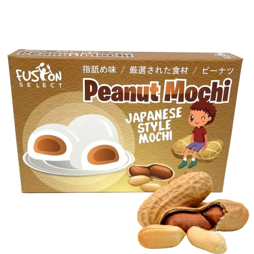 Fusion Select Mochi Daifuku Snacks - Traditional Japanese Rice Cakes with Filling - Flavored Asian Sweet Desserts for Family - Chewy and Soft Texture (Peanut) - Peanut