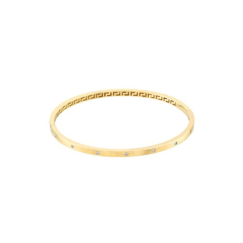 14k Gold Bangle Bracelet with Diamonds - 14K Yellow Gold