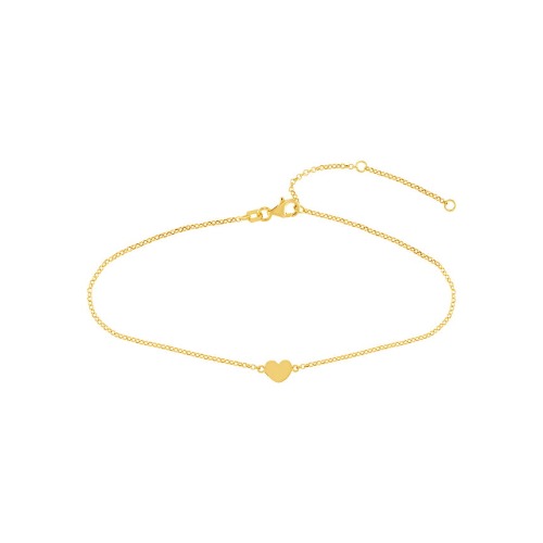 14K Gold Heart Ankle Bracelet - 14K Rose Gold