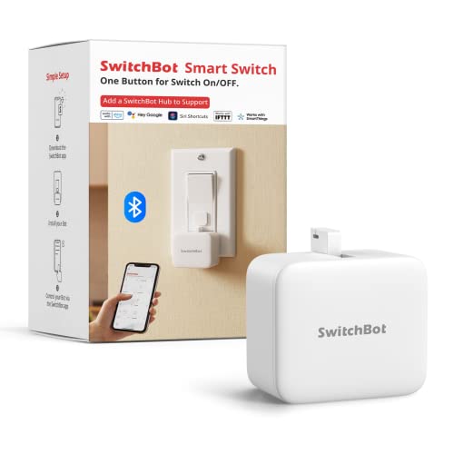 SwitchBot Smart Switch Button Pusher - Fingerbot for Automatic Light Switch, Timer and APP Bluetooth Remote Control, Works with Alexa, Google Home, IFTTT When Paired with SwitchBot Hub (White) - White