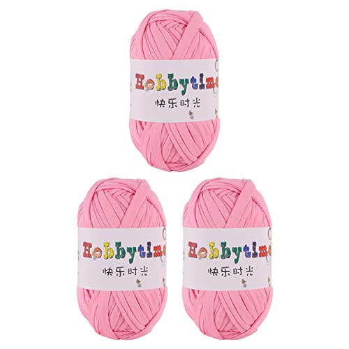 3 Pack Super Soft Weaving Yarn Crochet Thread Thick Chunky T Shirt Yarn for Knitting Blanket Handbag Purse DIY Crafts 300g - Pink - 300g