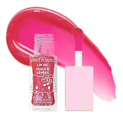 wet n wild Hello Kitty Glitter Lip Oil, New 10 Oil Infused Formula, Warm Apple Pie Lightly Scented, Sparkly Bold Colors, Cruelty-Free & Vegan - Purrfect - 1 Count (Pack of 1) - Purrfect