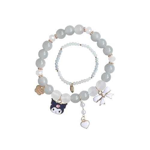 NIQIPOK Cartoon Elastic Crystal Beaded Bracelets Kawaii Bracelets Set for Friendship Jewelry - Gray