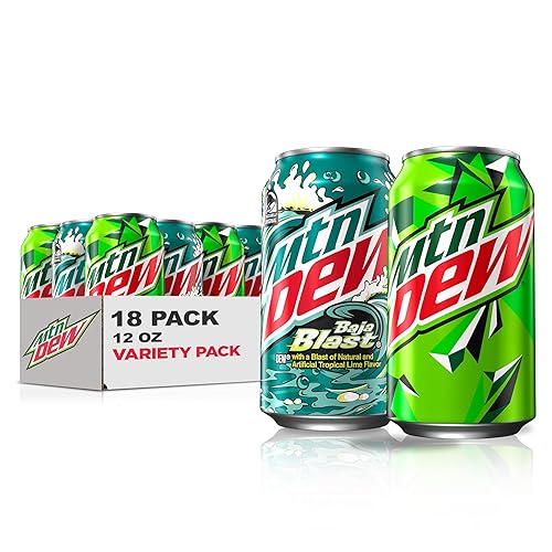 Mountain Dew Soda, 2 Flavor Baja Blast Variety Pack (Baja Blast, Original Dew), 12 Fl Oz Cans (Pack of 18) - 2 Flavor Baja Blast Variety Pack - 12 Fl Oz (Pack of 18)