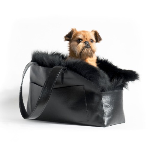 Sheepskin Dog Travel Tote Black | MED / black