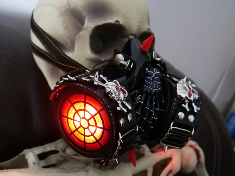 Cyber Gas Mask - Skull&Bones - Gothic accessory Cyberpunk Futurewear LED UV