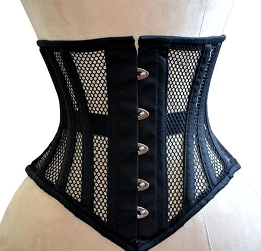 Naveed Damen Unterbrust Korsett Waist Trainer Mesh Corset Mesh Corsage mit starker Schnürung - 34 - Schwarz