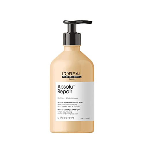 L'Oreal Professionnel Absolut Repair Shampoo | Protein Hair Treatment | Repairs Damage & Provides Shine | With Quinoa & Proteins | For Dry, Damaged Hair - 16.9 Fl Oz (Pack of 1)