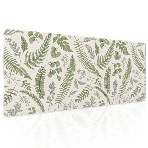 White Green Plant Flowers Mouse Pad XL