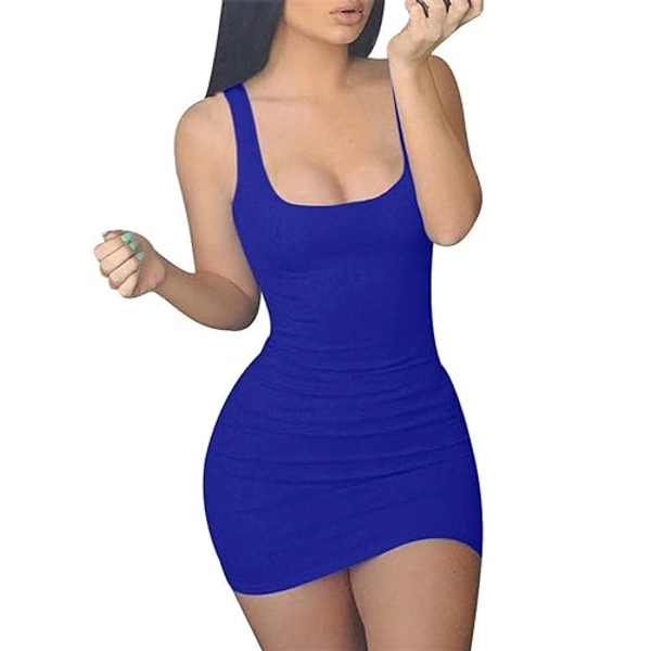GOBLES Women's Casual Summer Sleeveless Mini Sexy Bodycon Tank Club Dress