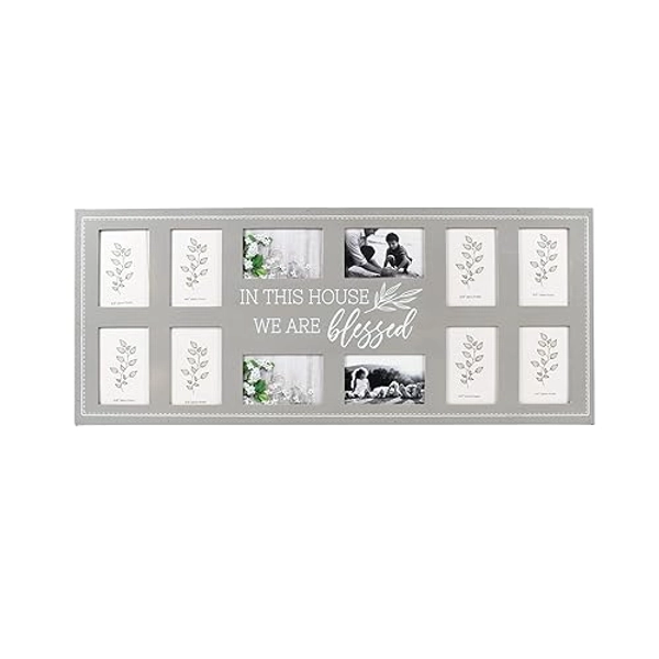 Prinz 12-Opening 36" X 15.5" Blessed Wall Hanging Picture Frame Collage Displays Twelve Photos in Natural, Gray (09-DS-84765)