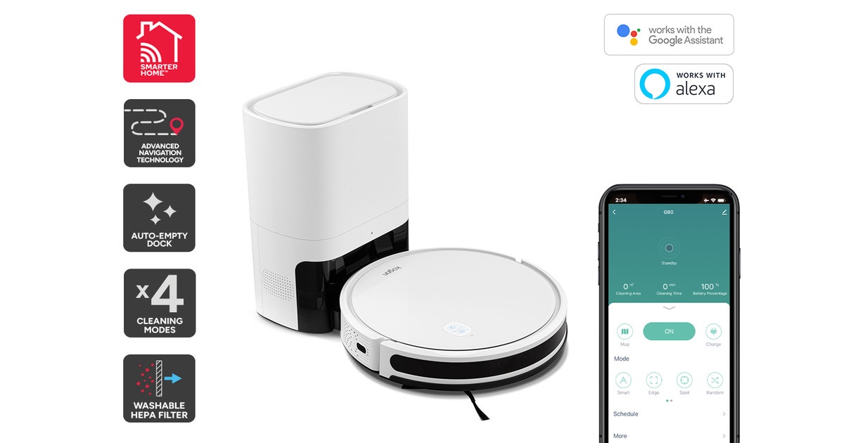 Kogan SmarterHome™ G80 Robot Vacuum Cleaner and Mop with Auto-Empty Dock | Robot Vacuums | Appliances