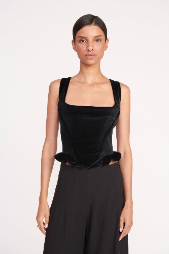 staud lorelai black corset top - size 12