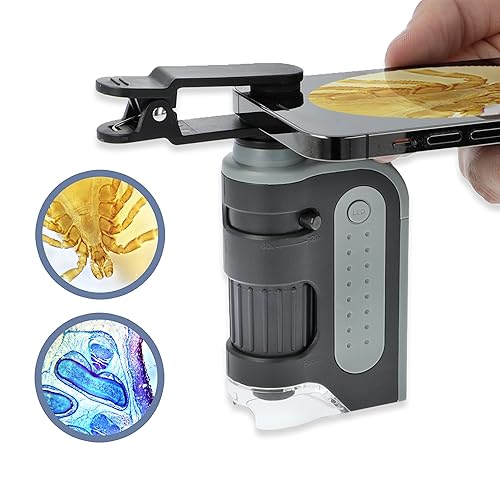 Carson MicroBrite Microscope Kit, 60x-120x LED Pocket Microscope for Adults or STEM Education, Pro Includes Adapter with CarsonCam Phone App Converts into Powerful Handheld Digital Microscope (MM-350) - 1 - MicroBrite + Smartphone Clip (MM-350)