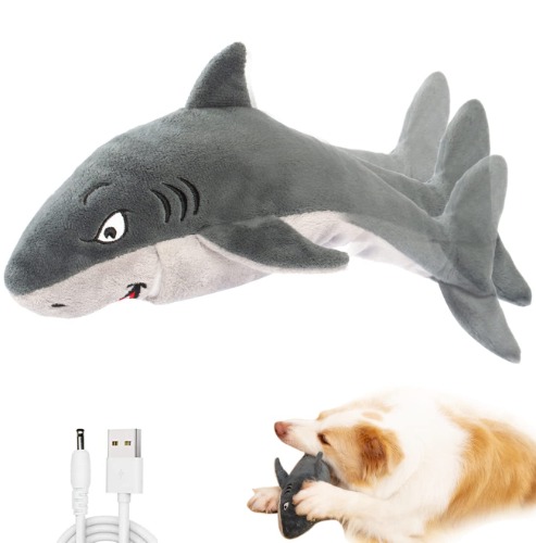 Interactive Floppy Fish Dog Toys for Large/Medium/Small Dogs,Squeaky Plush Tough Puppy Toys ,Motion Activated (Floppy Shark) - Floppy Shark
