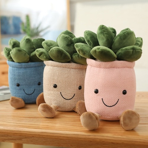 Succulent Plant Plushie Cute Cozy Stuffed Toy Decor - white