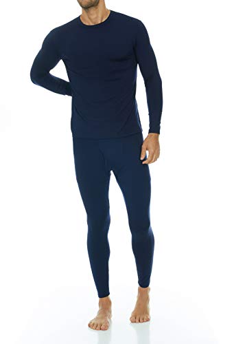 Thermajohn Long Johns Thermal Underwear for Men Fleece Lined Base Layer Set for Cold Weather - 3X-Large - Crewneck - Navy