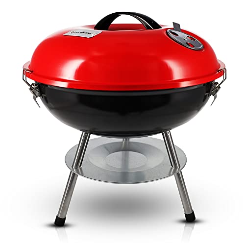 Gas One – 14-inch Portable Barbecue Grill with 3-Point Locking Lid for Heat Preservation – Dual Venting System – Small Charcoal Grill for Backyard, Camping, Boat - Barbecue Grill