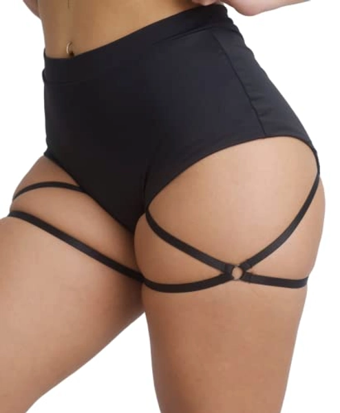 BZB Women's Booty Shorts with Garters High Waisted Workout Pole Dance Yoga Hot Pants Active Butt Lifting Sports Leggings