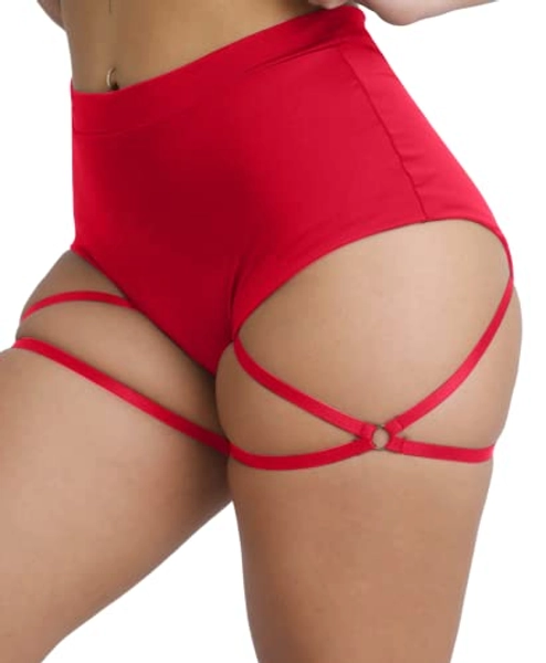 BZB Women's Booty Shorts with Garters High Waisted Workout Pole Dance Yoga Hot Pants Active Butt Lifting Sports Leggings