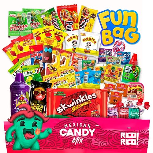 RICO RICO Mexican Candy 100 pcs - Dulces Mexicanos Surtidos, Mexican Snacks, Mexican Candies, Sweet and Spicy Candy Assortment Mix by RICO RICO - 100 Piece Set - Bag