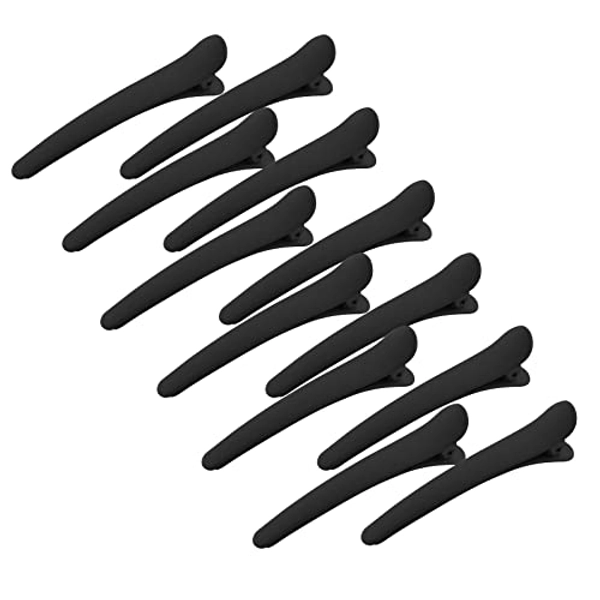 12 PCS Hair Clips for Styling Sectioning, YISSION 3.1 Inch Matte Alligator Hair Clips Hair Barrettes No Crease Duck Billed Hair Clip, Hair Styling Accessories for Women Girls Black