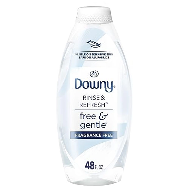 Downy Rinse & Refresh Free & Gentle Laundry Odor Remover and Fabric Softener, Fragrance Free, 48 fl oz, No Dyes or Heavy Perfumes