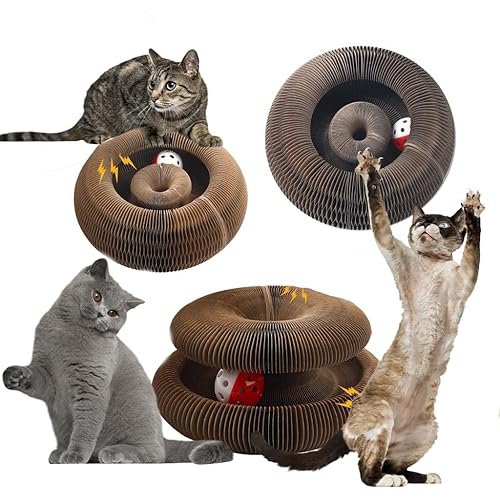 bonitacrylic Kitty Kurlz Cat Toys, Magic Accordion Scratching Board, Interactive Organ Toy with One Ball, Enrichment Scratcher Mat for Kitten Bed Made of Cardboard Single Layer - Single Layer