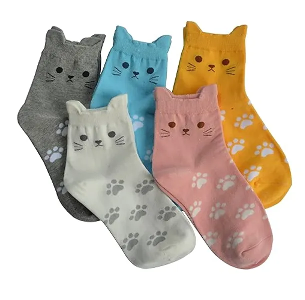 Jeasona Women's Cat Socks Cat Gifts Cute Animal Socks Dog Owl Gifts for Women - Multicoloured Cat