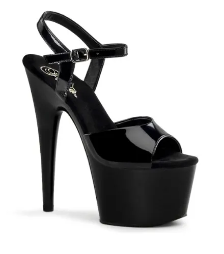 Pleaser Sandalia de Tacón ADORE-709 Negro Charol EU-37 / US-7