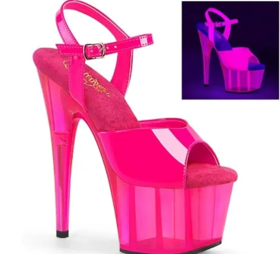 Pleaser ADORE-709UVT Sandalia de Tacón Plataforma Rosa Claro Neón EU-37 / US-7