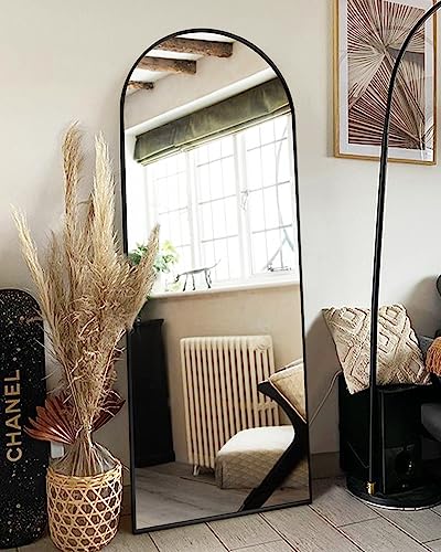 ITSRG Floor Mirror, Full Length Mirror with Stand, Arched Wall Mirror, Mirror Full Length, Black Floor mirror Freestanding, Wall Mounted Mirror for Bedroom Living Room, Black - Black - 59“x18”