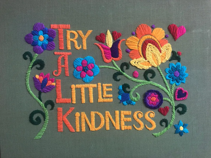 Try A Little Kindness Vintage inspired Crewel Kit