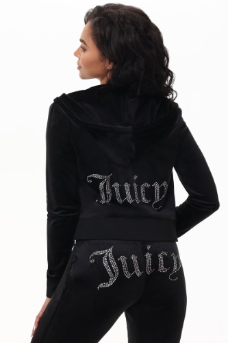 OG Big Bling Velour Hoodie | Liquorice / L