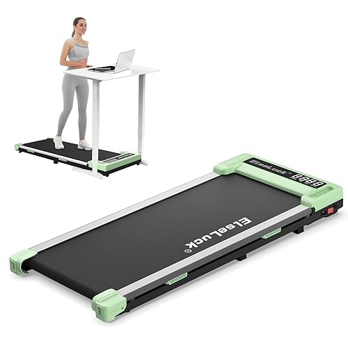 Elseluck Walking Pad, Under Desk Treadmill for Home Office, 2 in 1 Portable Walking Treadmill with Remote Control, Walking Jogging Machine in LED Display Green