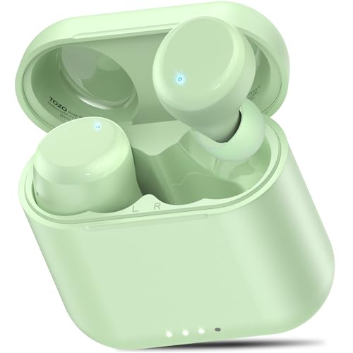 TOZO T6 Wireless Earbuds Bluetooth 5.3 Headphones, Ergonomic Design in-Ear Headset, 50Hrs Playtime with Wireless Charging Case, APP EQ Customisable, IPX8 Waterproof, New Upgraded Version - Ergonomic with APP Edition (2024) - Green