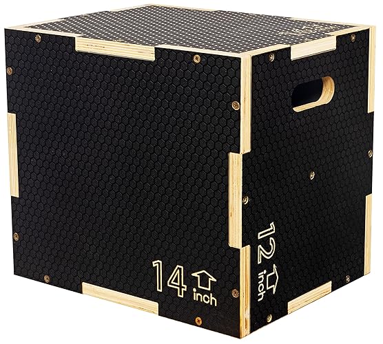 Fitvids 3 in 1 Non-Slip Wooden Plyo Box Plyometric Box Jumping Exercise, Multiple Sizes - Black - 16" x 14" x 12"