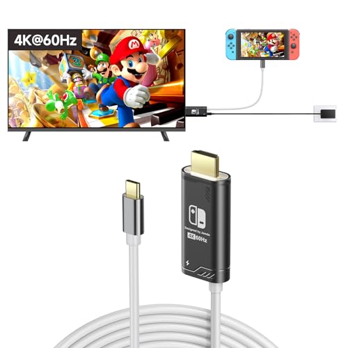 JINGDU USB C to HDMI Cable Compatible with Nintendo Switch NS/OLED/Steam Deck/ROG Ally, Portable USB-C to HDMI Cord Replaces The Original Switch Dock for TV Screen Mirroring, 4K@60Hz, 2m/6.6FT, Black - 4K60Hz-Black