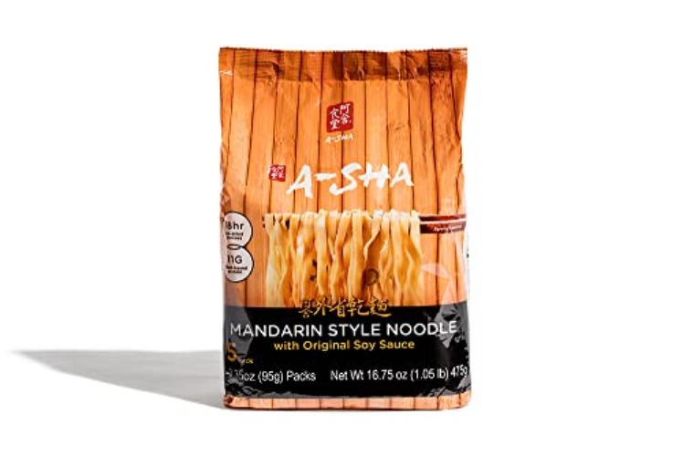 A-Sha Healthy Ramen Noodles With Original Soy Sauce - Chewy Mandarin Medium Sized Noodles, 1 Bag(5 Servings) - Soy(Mandarin)