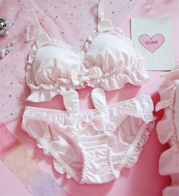 White Rabbit Lingerie Set - Pink / M (B Cup)