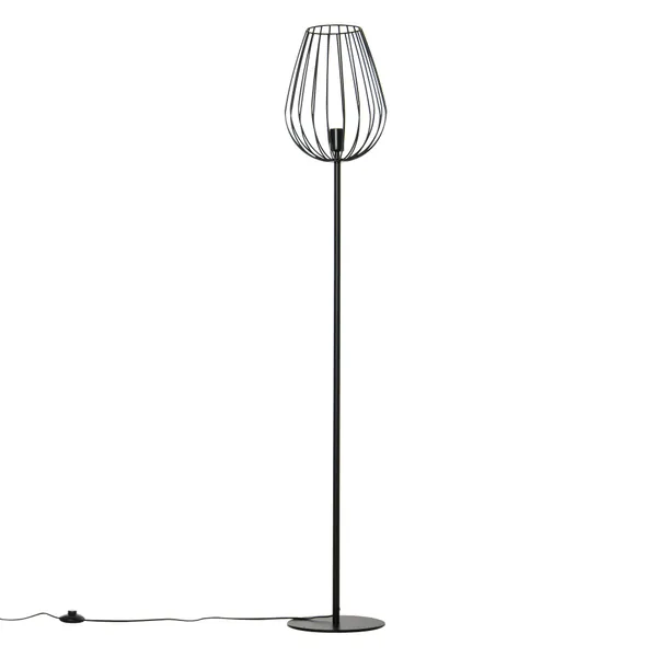 HOMCOM Lámpara de Pie con Base de Metal para Salón Dormitorio Oficina Lámpara Moderna con Interruptor de Pie Ø27,5x159 cm Negro