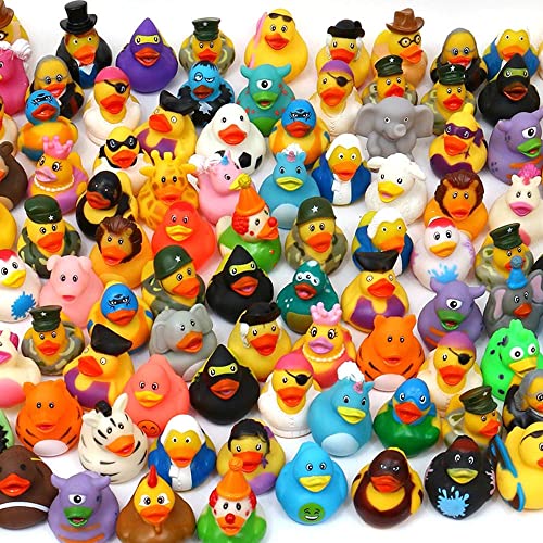 XY-WQ 50 Pack Rubber Duck for Jeeps Ducking - 2" Bulk Floater Duck for Kids - Baby Bath Toy Assortment - Party Favors, Birthdays, Bath Time, and More (50 Varieties) - Pack of 50