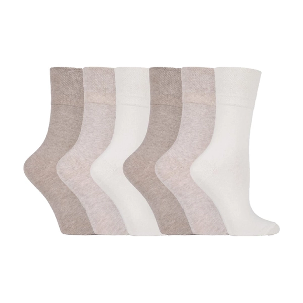 6 Pack Ladies Non Elastic Plain Coloured Cotton Socks