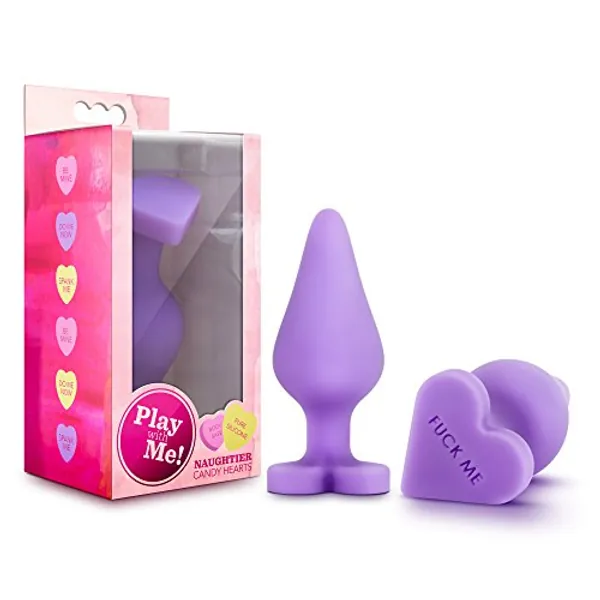 Blush Novelties, Naughtier Candy Heart - Ultrasilk Smooth Heart Shape Base Anal Butt Plug - Soft Platinum Cured Puria Silicone - Easy to Use Comfortable Beginner Adult Sex Toy for Women - Purple