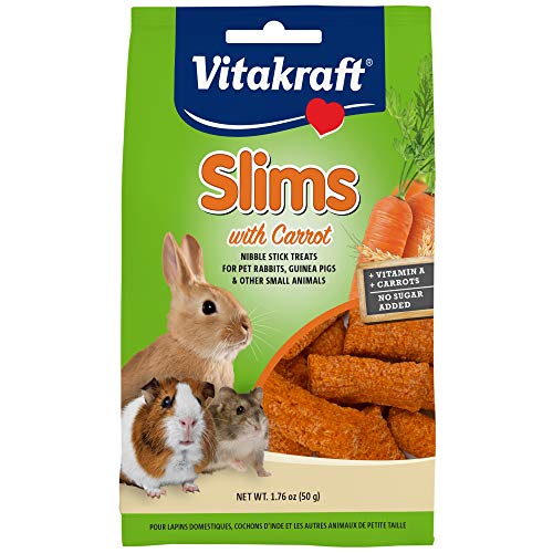 Vitakraft Slims Small Animal Treats - Carrot - Crispy Nibble Stick Treat - 1.76 oz - 1.76 Ounce (Pack of 1)